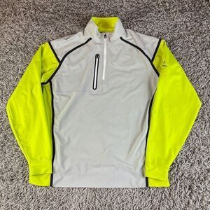 Footjoy Quarter Zip Sweater Mens Medium M Green Golf Stretch Performance Striped